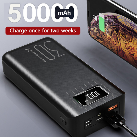 Batterie externe 50000mah batterie externe tyec Micro USB QC charge rapide Powerbank LED affichage chargeur de téléphone Portable pour tablette ► Photo 1/6