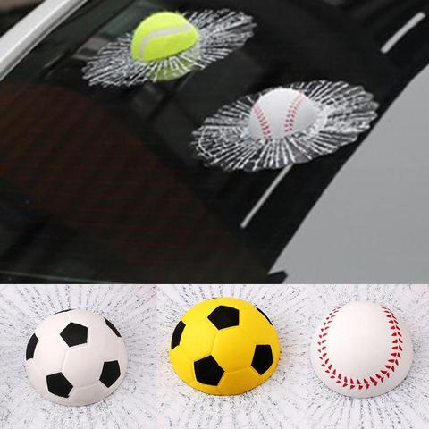 1 pièces voiture autocollants 3D Baseball Football Tennis balle frappe voiture carrosserie Auto fenêtre décalcomanies bricolage voiture style voiture décoration 18cm x 18cm ► Photo 1/6