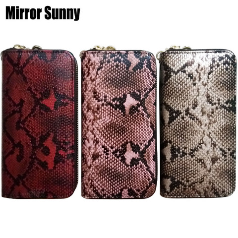 Portefeuille en cuir PU serpent pour femmes, pochette, sac Mobile, fermeture éclair, porte-monnaie, nouvelle collection ► Photo 1/6