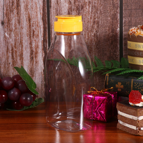 4 pièces Transparent en plastique miel bouteille emballage alimentaire bouteille miel pot avec couvercle miel bouteille confiture conteneur pour la maison (500g Capacit ► Photo 1/6