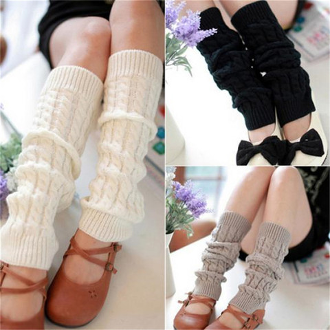 Mode jambières femmes chaud genou haute hiver tricot solide Crochet jambières chaussettes chaudes bottes manchettes Beenwarmers longues chaussettes chaudes ► Photo 1/6