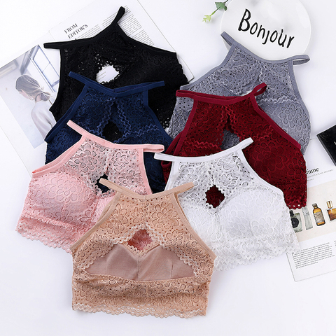 Été femmes Lingerie Push Up sans fil creux dentelle soutien-gorge haut femmes Bralette sous-vêtements Lingerie pleine coupe ► Photo 1/6