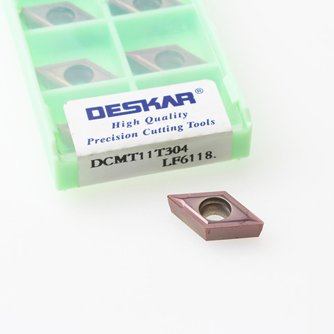 DESKAR – outils de tournage pour le traitement de l'acier inoxydable, Inserts en carbure DCMT070204 DCMT070208 MV DCMT11T304 dcmt308 LF6118, 10 pièces ► Photo 1/6