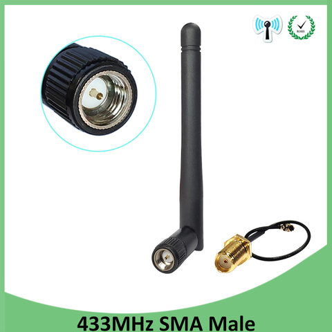 Antenne directionnelle 433 MHz connecteur mâle 3dBi SMA, 433 mhz, 433 m + 21cm RP-SMA vers câble Pigtail ufl./ IPX 1.13 ► Photo 1/6