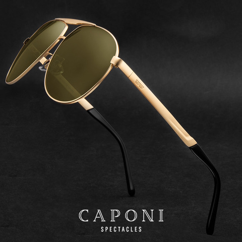 CAPONI – lunettes de soleil photochromiques jaunes polarisées pour hommes, marque de luxe, Vision nocturne pour conduire, 2022, BSYS8657 ► Photo 1/6