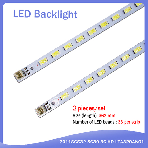 Rétro-éclairage LED 36LED 362mm, 2 pièces, bande de remplacement pour 32F6030 LJ64-03019A SLED 2011SGS32 5630 36 HD LTA320HN02 LTA320AN01, nouveau ► Photo 1/6