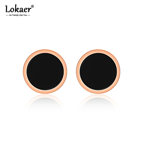 Lokaer-boucles d'oreilles minimalistes, en acier inoxydable, simples, couleur or Rose et noire, boucles d'oreilles à clous, bijoux géométriques pour femmes, E17027 ► Photo 1/6