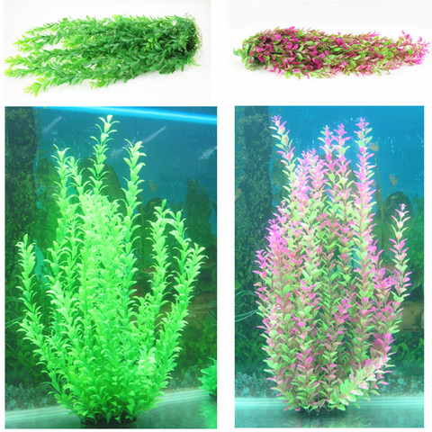 Plantes artificielles en plastique 50-55CM, 1 pièce, ornement de grand Aquarium, fausse herbe d'eau, décor d'aquarium ► Photo 1/6