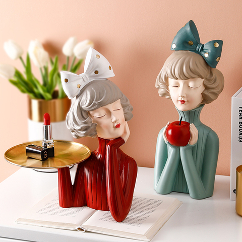 Décoration de la maison, 3D jolie fille Statue,Figurine Miniature, nordique moderne, Sculpture, décor de Table, salon, décoratif, rangement de bureau ► Photo 1/6