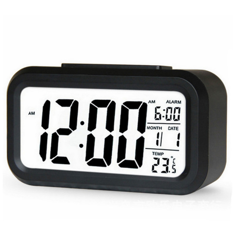 Horloge numérique de bureau | En forme d'horloge rétro-éclairé, Snooze calendrier muet, horloge de bureau électronique de Table Bcaklight ► Photo 1/6