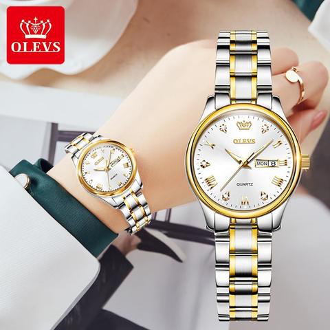 OLEVS nouvelle mode femmes montre à Quartz étanche classique marque de luxe dame montre en acier inoxydable bracelet montres ► Photo 1/6