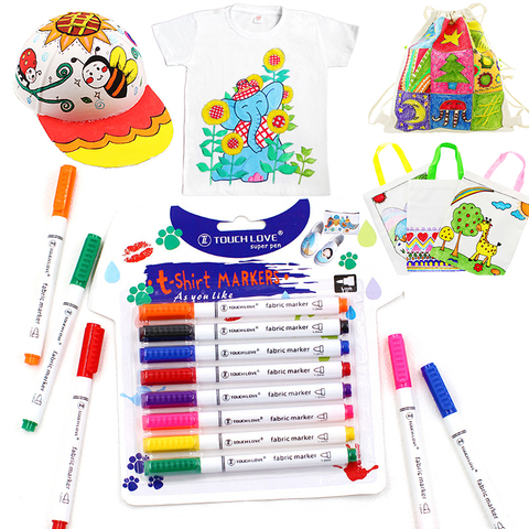 8 couleurs/ensemble tissu peinture marqueur stylo vêtements Textile bricolage artisanat T-shirt Graffiti Pigment peinture stylo école et bureau papeterie ► Photo 1/5