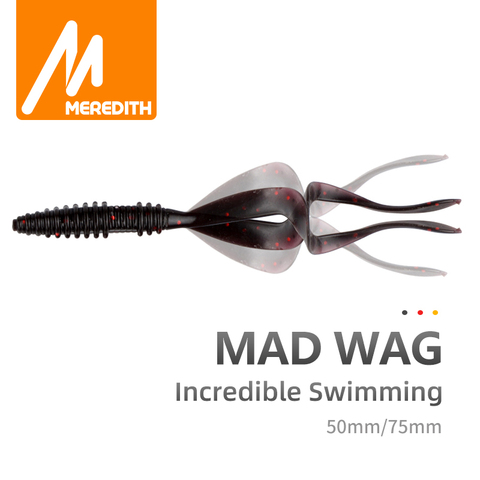 Meredith Mad Wag pêche leurres souples 50mm 75mm appâts souples artificiels prédateur Silicone pêche Wobblers souples leurres de pêche ► Photo 1/6