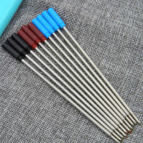 Recharges de stylo à bille en métal de haute qualité, 10 pièces, bleu, noir, rouge ► Photo 1/6