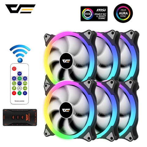 DarkFlash ventilateur de boîtier PC 140mm rvb AURA SYNC 5V/3pin ventilateur de refroidissement silencieux ajuster la vitesse des ventilateurs couleur coque d'ordinateur refroidisseur RGB ventilateur ► Photo 1/6