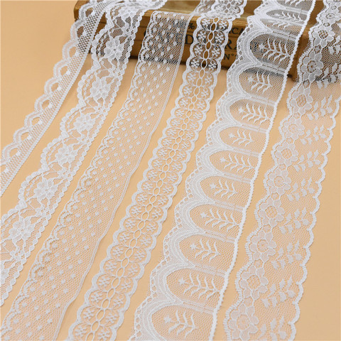 Beau 10 mètres de ruban de dentelle blanche large français africain dentelle tissu dentelle passementerie pour coudre des accessoires vêtements brodés ► Photo 1/6