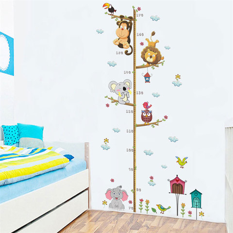 Télémètre pour enfants Animal singe éléphant enfant croissance mètre Stickers muraux pour enfants chambres décor tableau de hauteur vinyle autocollant ► Photo 1/6