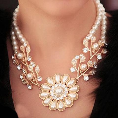 Offres Spéciales!!! Nouveauté femmes bohème artificielle perle fleur pendentif collier ras du cou bijoux cadeau en gros livraison directe ► Photo 1/6