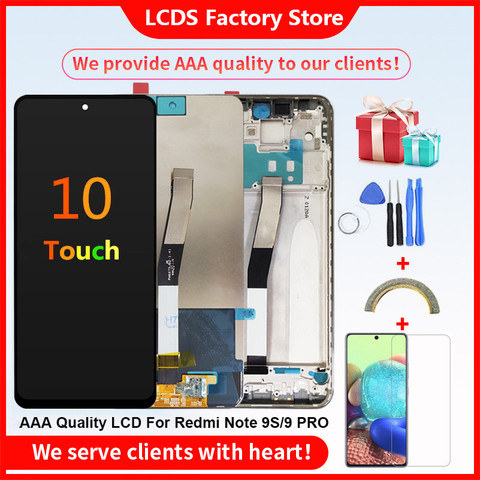 Écran tactile LCD avec châssis, AAA +++, pour Xiaomi Redmi Note 9S, 10-Touch, Original ► Photo 1/6