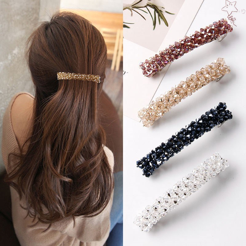 Couleur douce cristal printemps pinces à cheveux épingles à la main perles Barrettes de cheveux pour les femmes fille mode Simple cheveux accessoires chapeaux ► Photo 1/6