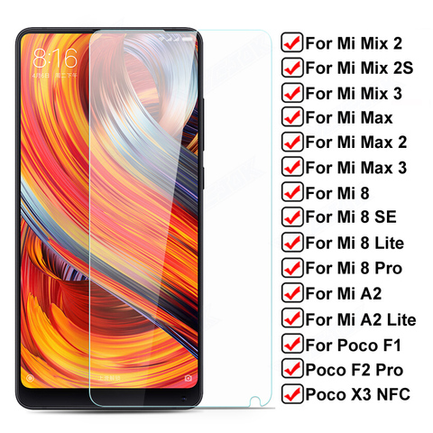 9H verre trempé pour Xiaomi Mi Mix 2S Max 2 3 protecteur d'écran verre pour Mi 8 SE Lite Poco X3 NFC F1 F2 Pro étui de Film de protection ► Photo 1/6