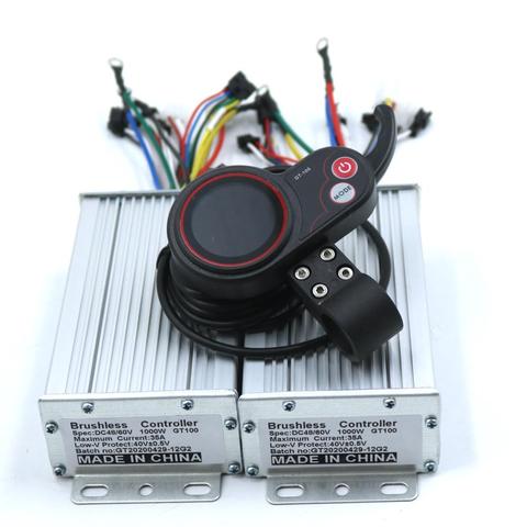 Dual drive 36V/48V/60V 1000W BLDC Electric scooter controller E-bike 2 pcs brushless speed driver and 1Pcs LCD Display one set ► Photo 1/4