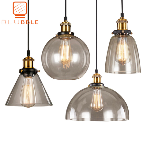 Lampes suspendues Vintage en verre pour Loft, Lustre industriel moderne gris fumé ► Photo 1/6