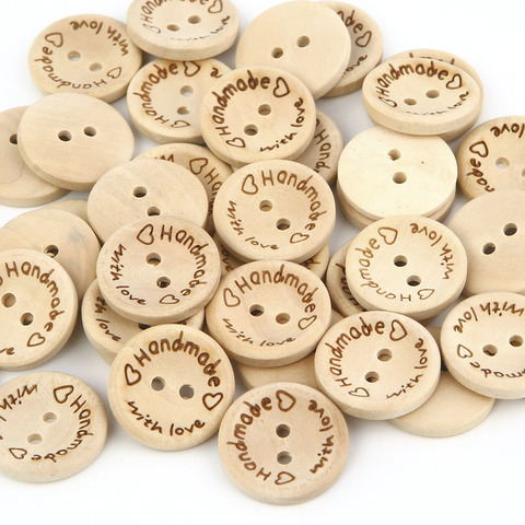 50 pièces couleur naturelle boutons en bois à la main lettre amour Scrapbooking pour décor couture accessoires bricolage bébé vêtements accessoires ► Photo 1/6