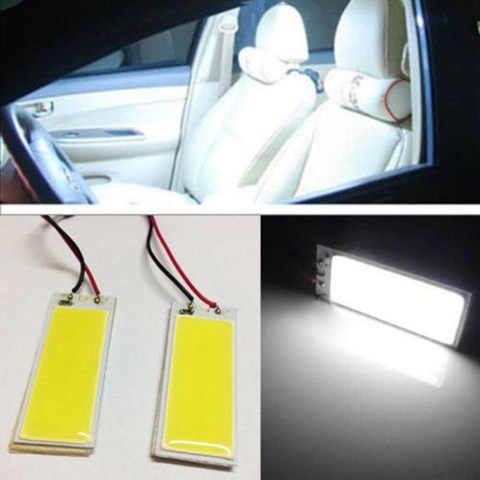 2 pièces Automobile xénon HID 36 COB LED dôme carte ampoule Auto panneau intérieur lampe 12V 5500-6000K avec adaptateur ► Photo 1/6