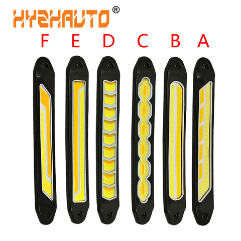 2 pc Flexible Imperméable Blanc et Couleur Ambre Voiture COB LED Feux de jour DRL Brouillard Lumières Avec Signal Lumineux de Tour voiture-Style 12 v ► Photo 1/6