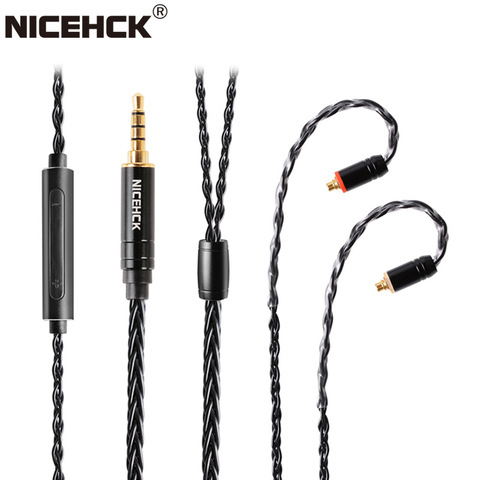 NiceHCK câble de Microphone en cuivre plaqué argent à 8 noyaux de blé noir MMCX/NX7/QDC/0.78 2Pin avec micro pour DB3 ZSN AS10 EDX CA4 C12 ► Photo 1/6