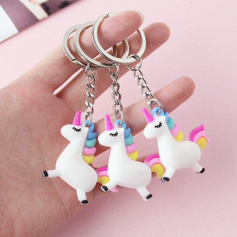 Dessin animé petite licorne pendentif clé pendentif en peluche jouets porte-clés fille enfants cadeau silicone doux jouets ► Photo 1/6