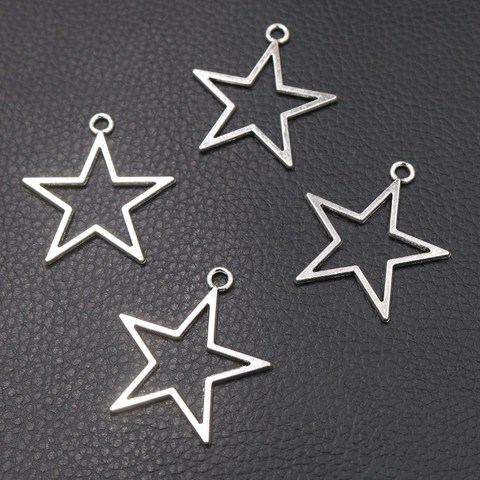 15 pièces argent plaqué creux grande étoile à cinq branches pendentifs boucles d'oreilles collier accessoires breloques à assembler soi-même pour la fabrication de bijoux artisanat ► Photo 1/3