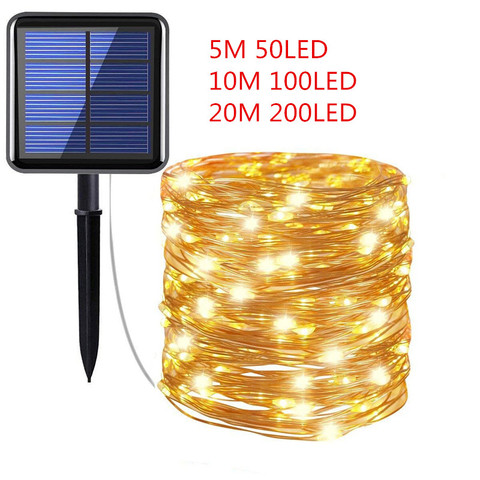 LED extérieur lampe solaire chaîne lumières 50/100/200 LED s fée vacances noël fête guirlande solaire jardin étanche guirlande décor ► Photo 1/6