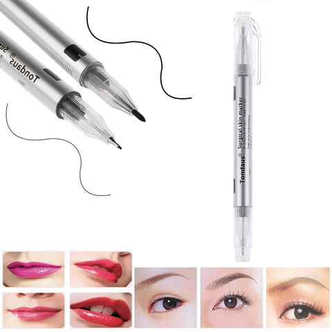 2 pièces oeil sourcils marqueur imperméable tatouage sourcil peau marqueur stylo avec mesure mesure règle lèvre Liner Body Art maquillage outils 2022 ► Photo 1/6