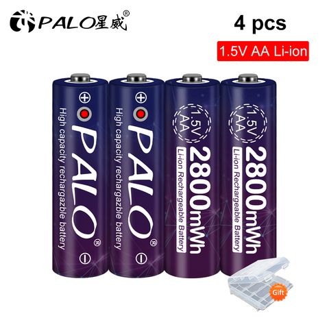 2-8 pièces Li-ion 1.5 V AA batterie 2800mWh batterie Rechargeable 1.5 V Li ion Lithium AA 2A batterie pour horloges, souris, ordinateurs, jouets ► Photo 1/6