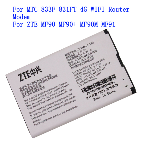 Batterie haute qualité 2300mah pour routeur WIFI 4G MTC 833F 831FT, Modem pour ZTE MF90 MF90 + MF90M MF91 ► Photo 1/4