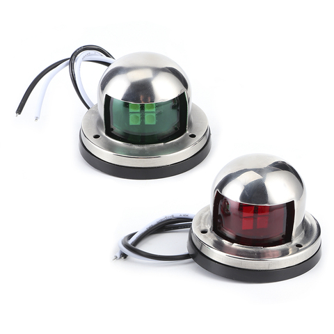 2 pièces 12V rouge vert LED feux de Navigation en acier inoxydable lampe à voile pour bateau marin Yacht bateau accessoire ► Photo 1/6