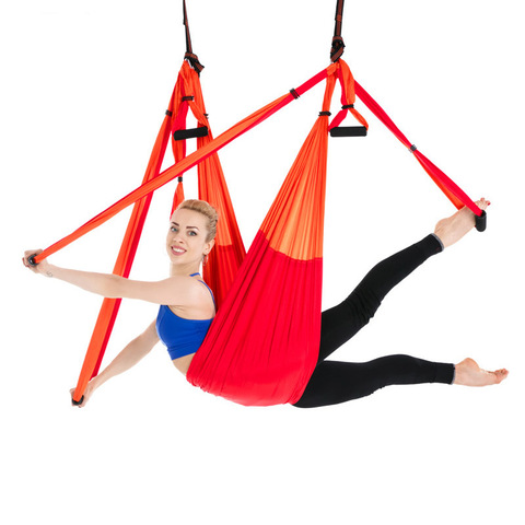 Hamac de Yoga aérien à 6 poignées, balançoire, Anti-gravité, dispositif d'exercices de Pilates pour la maison et la gymnastique, ceinture suspendue, 20 couleurs ► Photo 1/6