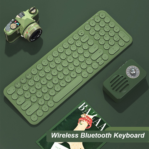 Clavier Bluetooth sans fil à touches rondes, Slim, pour PC, tablette, ordinateur portable, Macbook, iPhone, iPad ► Photo 1/6