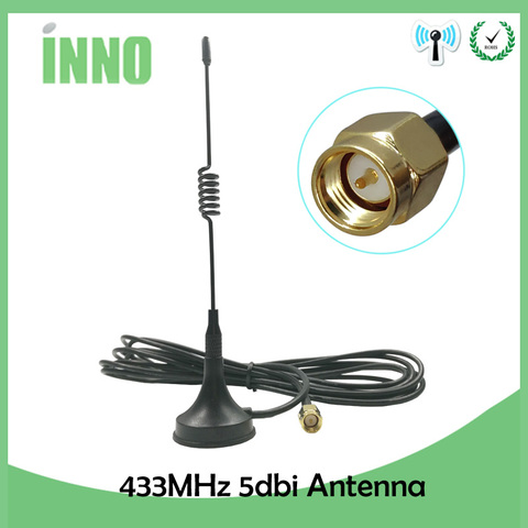 1 pcs 5dbi 433 mhz Antenne 433 mhz antenne GSM SMA Mâle Connecteur avec base Magnétique pour Ham Radio Signal booster Sans Fil Répéteur ► Photo 1/6