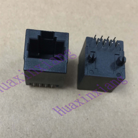 Femelle RJ45 8P8C 50 pièces/lot | Connecteur de prise/connecteur de prise femelle, vertical 180 degrés noir, plastique complet avec bord ► Photo 1/3