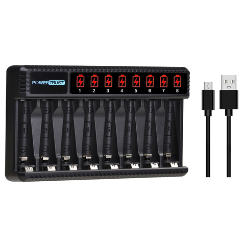 Chargeur de batterie AA AAA 8 fentes Charge rapide avec écran LCD pour piles rechargeables AA AAA Ni-MH ► Photo 1/1