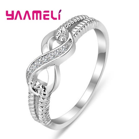 Doux nœud papillon infini amour lettre 8 bague pour les femmes de qualité supérieure cubique Zircon 925 en argent Sterling bande de mariage S925 bijoux ► Photo 1/5