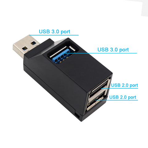 Adaptateur HUB USB 3.0, Mini boîte de séparation, 3 Ports, haute vitesse, pour PC portable, lecteur de cartes de disque U ► Photo 1/6
