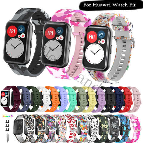 Bracelet de Sport en Silicone pour montre Huawei, adapté, Original, ceinture, accessoires d'impression avec outil ► Photo 1/6