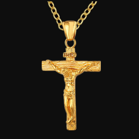 SUMENG – collier avec pendentif en croix pour homme, bijou en acier inoxydable doré, bijou chrétien, jésus, idée cadeau, nouveau paragraphe ► Photo 1/6
