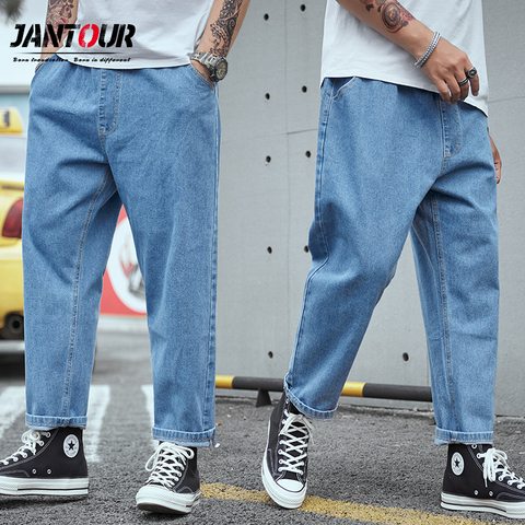 Jean Baggy pour hommes, pantalon droit élastique en Denim, jambes larges, surdimensionné, taille 44 46 48, printemps automne 2022 ► Photo 1/6