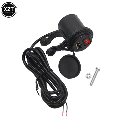 Prise d'alimentation pour téléphone portable pour moto, 12V, USB, avec interrupteur, allume-cigare étanche, adaptateur pour téléphone portable ► Photo 1/6