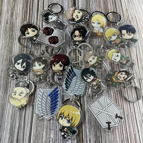 Porte-clé avec pendentif Cosplay en acrylique des deux côtés de Titan Levi Ackerman Eren Jaeger ► Photo 1/6